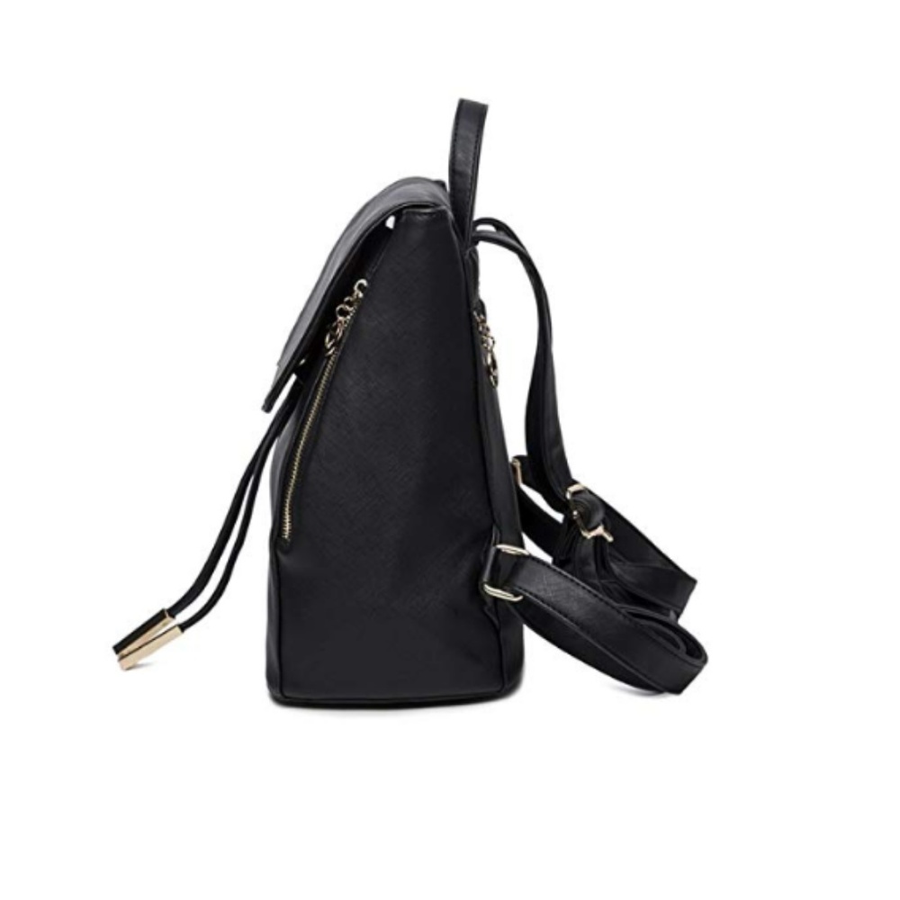 Women's Black PU Leather Backpack Travel bag Girls - Picture 2 of 5